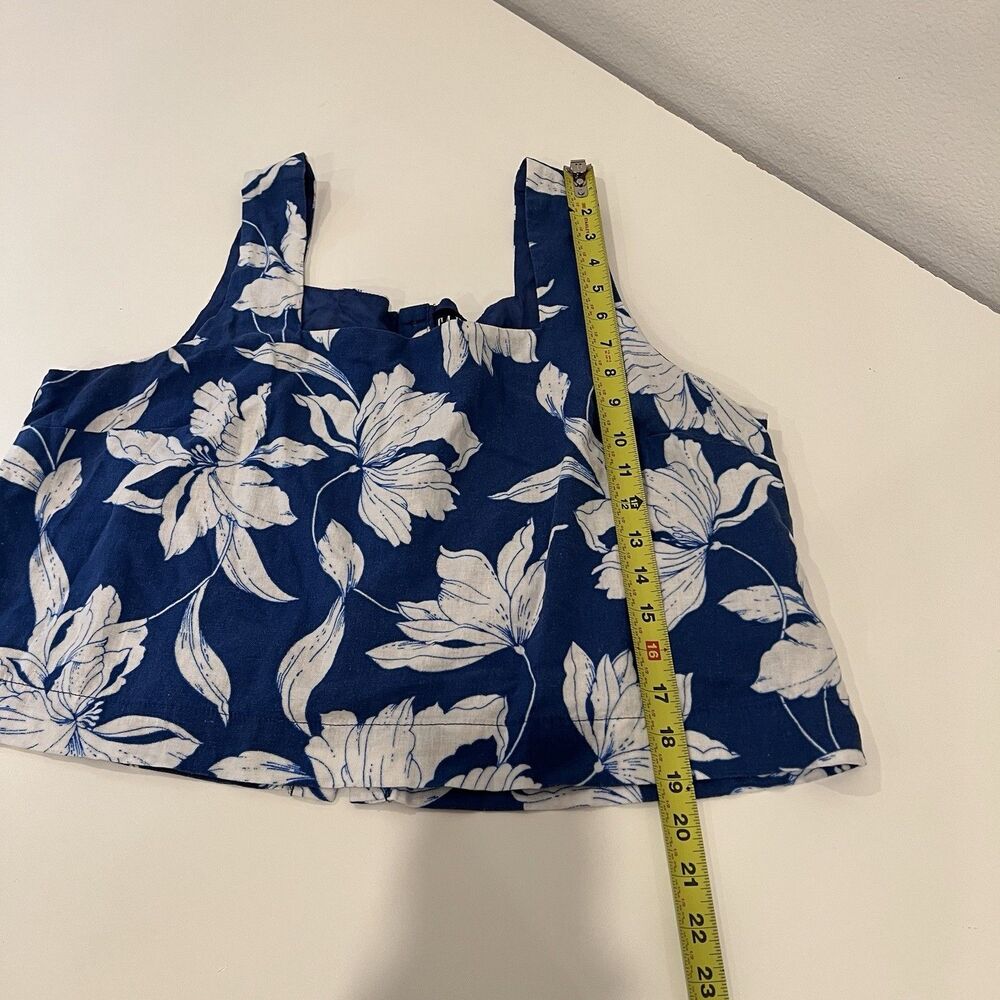 Gap Women's Floral Print Linen-Blend Button-Back Cropped Tank Top Size Large - Picture 7 of 7